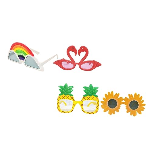 COLLBATH 4 Stück Fotobrille Sommerparty-Brille hawaiianische tropische Sonnenbrille halloween brillen party mitgebsel kinder hawaiianische Partybrille Brillen-Foto-Requisiten Plastik von COLLBATH