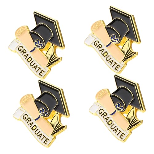 COLLBATH 4 Stück Graduierungsbrosche Abschlussdenkmal Abschlussdekoration Abschlussnadeln Abschlusskappe Schäden Abschluss Ihr Cap Lapel School Abschlusskappenstifte Black Legierung von COLLBATH