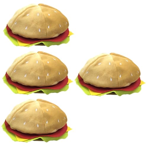 COLLBATH 4 Stück Hamburger Hut Hot-Dog-Hut Essen-Kostüm-Accessoire Pizzahut Hut anziehen Cosplay-Burger-Hut fasnachtskostüme faschingkostüme Party Baskenmütze Burger-Barett Stoff Yellow von COLLBATH