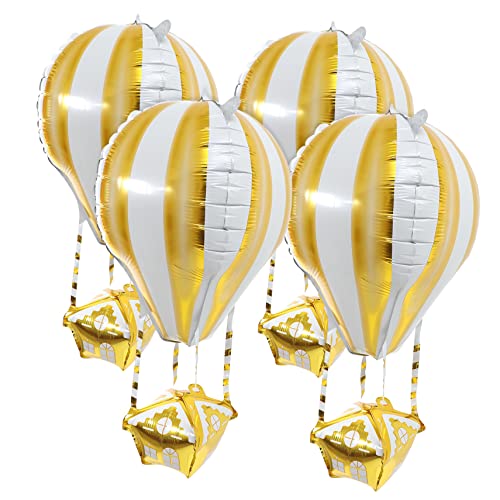 COLLBATH 4 Stück Heißluftballon seidenband bandfeile hochzeitsdirndl Ballon glänzen Ballonfüllmaschine Geburtstagsparty-Dekoration Luftballons für Geburtstagsfeiern Aluminiumfolie Golden von COLLBATH