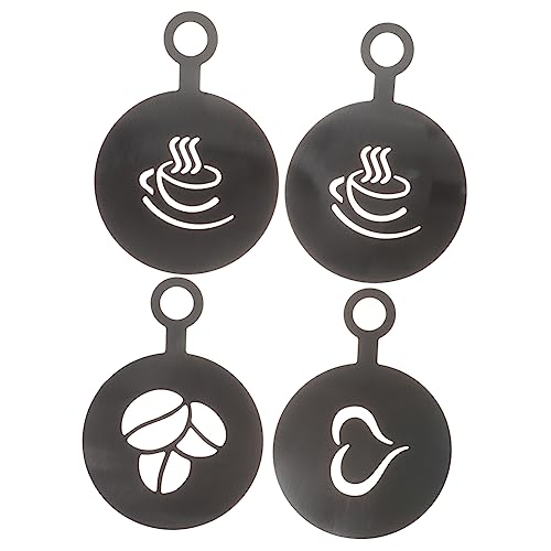 COLLBATH 4 Stück Kaffee-Latte-Form dekorative Kaffeeschablonen Kaffeekunst-Vorlagen Cappuccino-Kaffeeform coffee art kaffeezubehör Latte-Schablonen Kaffee liefert Rostfreier Stahl Black von COLLBATH