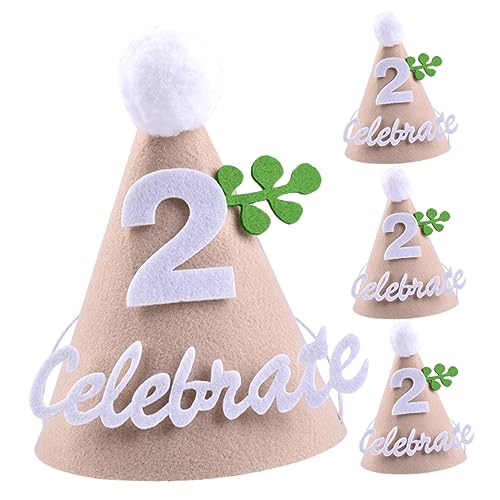 COLLBATH 4 Stück Non Woven Partyhut Kleinkind Mütze erster Geburtstagshut stirnbänder Geburtstag Kegelhüte party kinderparty Geburtstagsmütze für Mädchen Geburtstagskappe Vlies von COLLBATH