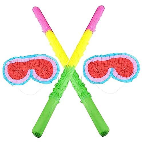 COLLBATH 4 Stück Pinata Requisiten Kindermaske Pinata und Stock kinderparty spiele partyspiele kinder Geburtstags-Piñata-Stick Gefälligkeiten für Geburtstagsfeiern Papier von COLLBATH