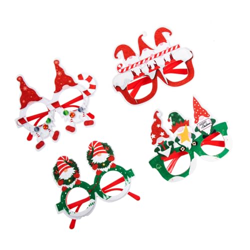 COLLBATH 4 Stück Weihnachtsgläser Feiertagsdekorationen Weihnachten Partybrille Flamme Brillenfassungen Dekor Weihnachtsmann-brille Lustige Weihnachtsgeschenke Partybrille Prop Plastik von COLLBATH