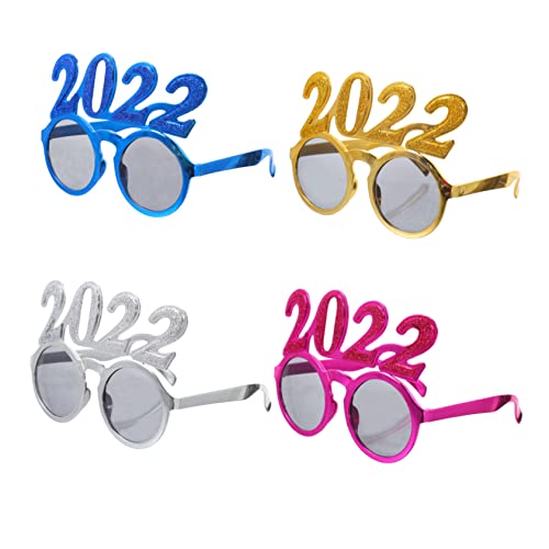 COLLBATH 4 Stück lustige Partybrille kinderferngläser kinderbrille Erwachsenenbrille blaue Sonnenbrille Weihnachtsbrille 2022 schnapsgläser Neujahrsparty-Brillen Neujahrs-Sonnenbrille Stk von COLLBATH