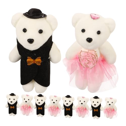 COLLBATH 5 Paare Cartoon-bouquet-bärenpuppe Bär Puppe Stofftier Bequemer Kuschelbär Bär Gefüllte Puppe Ausgestopftes Bärentier Kuscheltiere Plüschbären Kleiner Bär Stofftier Schleife Rosa von COLLBATH