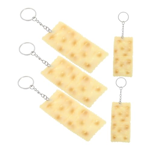 COLLBATH 5 Stücke Gefälschte Künstliche Soda Crackers Schlüsselanhänger Gefälschte Lebensmittel Schlüssel Ring Realistische Kekse Lebensmittel Schlüssel Kette Halter Ornamente Für Tasche von COLLBATH