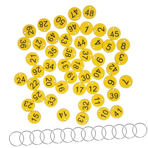 COLLBATH 50 Sätze Nummernschild Schlüsselanhänger Mit Robusten Etiketten Zahlenaufkleber Id-tags Mit Ringen Runden Rundes Papier Schlüsselanhänger Mit Etiketten Acryl Yellow von COLLBATH