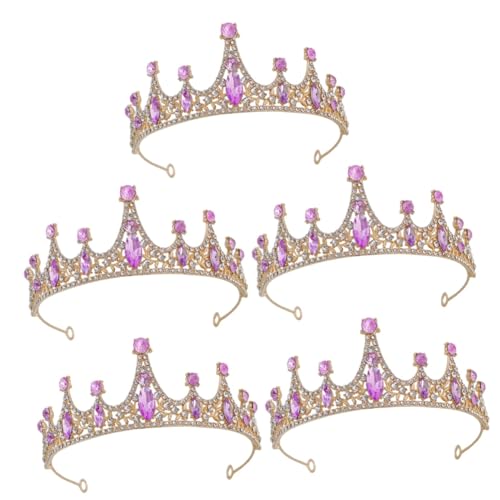 COLLBATH 5St Tiara Geburtstagskrone Stirnkrone rot fasching kopfbedeckung fastnacht kopfbedeckung Prinzessin-Krone-Stirnband für Mädchen Stirnband für kleine Mädchen Zinklegierung Violett von COLLBATH