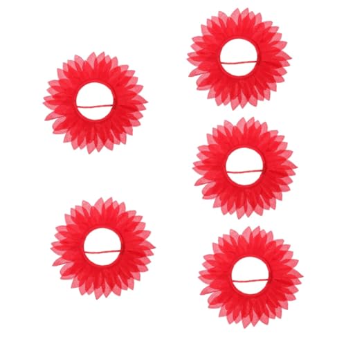 COLLBATH 5st Rotes Blumenstirnband Sonnenblumen-kopfschmuck Karnevalspartyhaube Cosplay Sonnenblumen Kopfschmuck Sonnenblumenhut Kappe Gelbe Blütenhaube Sonnenblumenkrone Seidentuch von COLLBATH