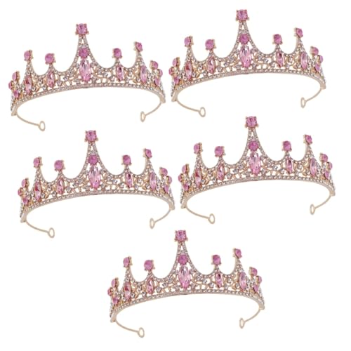 COLLBATH 5st Tiara Mädchen Glänzende Kronen-stirnbänder Mit Strass Besetzte Krone Strasskrone Für Kinder Kronen-haarband Babygeburtstag Kopfbedeckung Strass-krone Rosa Zinklegierung von COLLBATH