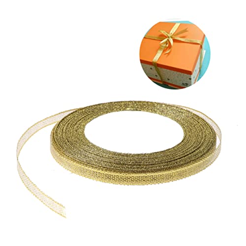 COLLBATH 5st Wickelband Glitzerband Seidenbänder Selber Machen Geschenkbänder Verdrahtetes Transparentes Band Schleifen Für Geschenkverpackungen Hochzeitsband Dekor Geschenkband Golden von COLLBATH