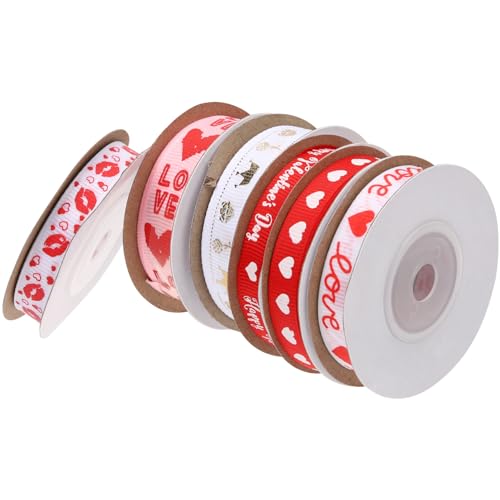 COLLBATH 6 Rollen verpackung Band ribbon ripsband kleine Bänder Abschlussball liefert Stirnbänder Gel hochzeitsgeschenk hochzeitsdeko valentinstag verpackungsband Herz-Design-Band von COLLBATH