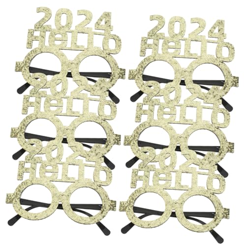 COLLBATH 6 Stück 2024 Neujahrsbrille Brillen 2024 Silvester-Foto-Requisite Neuartige Sonnenbrille Partybrille 2024 faschingskostüme fasnachtskostüme 2024 Brillen lustige Tanzbrille Plastik von COLLBATH