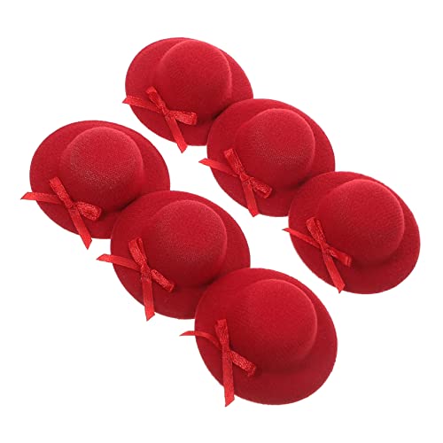 COLLBATH 6St Mini-Zylinder Mini-Zauberhüte Miniaturhüte basteln Puppen Zylinder Mini-Bowknot-Hüte haircharm haaraccessoires Puppenhüte für Partys Miniaturhüte zum Selbermachen Stoff rot von COLLBATH