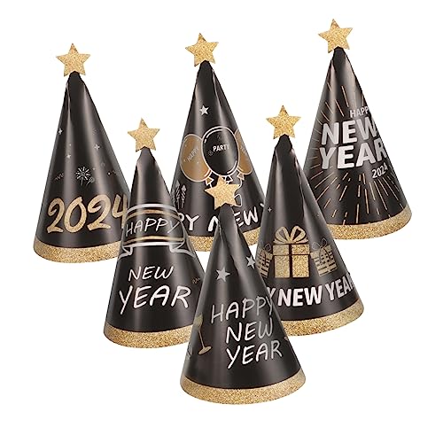 COLLBATH 6St Partytüten aus Papier Neuheit-Partyhüte Silvester Neujahrshüte 2024 Neujahrspartyhüte Partyhüte für Stirnband Kappen frohes neues jahr hüte Partyhüte aus Papier von COLLBATH