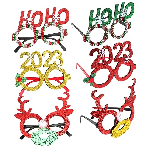 COLLBATH 6St Weihnachtsgläser Weihnachten lustige Brille Weihnachtsfeier Sonnenbrille 2023 Neujahrsbrille weihnachtsparty accessoires christmas glasses Weihnachtsbrille Partybrille Plastik von COLLBATH