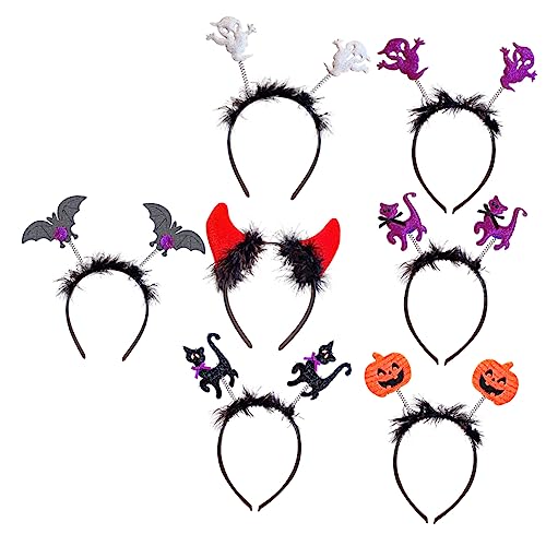 COLLBATH 7st Halloween Dämonen Stirnband Teufelshörner Haarband Teufelshörner Kopfbedeckung Halloween-haarband -stirnband Stirnbänder Für Kinder Halloween-kopf-bopper Metall von COLLBATH