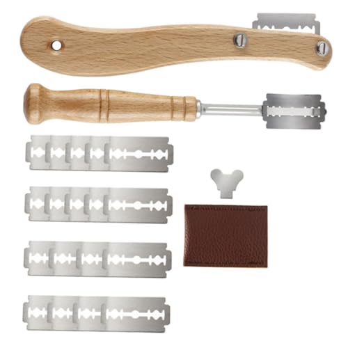 COLLBATH Brotschneidewerkzeug 2 Teiliges Bäckermesser Set Mit Holzgriff Brot Schneidewerkzeug Und Teigmesser Für Präzises Einschneiden Und Verzieren Von Brotteig Ideal Für Pizza Und Baguette von COLLBATH