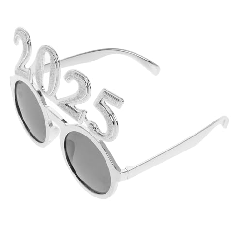 COLLBATH Digitale Brille Silvesterbrille 2025 Brille Silvester Frohes Neues Jahr Brillenset Partybrille 2025 Weihnachtsbrille Foto-requisiten Für Das Neue Jahr 2025 Brillenstütze Silver Stk von COLLBATH