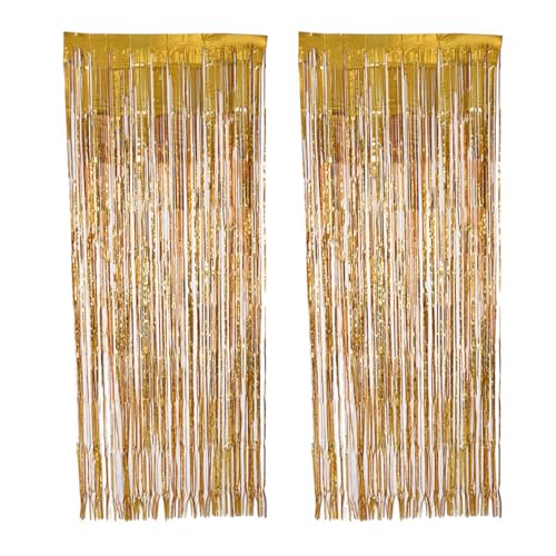 COLLBATH Folienfransenvorhang gold hochzeitsdeko hochzeitsdeco Foil curtains fensterdeko Metallic fringe curtains Fransenvorhang aus Goldfolie Fransenvorhänge aus Metallfolie Golden von COLLBATH