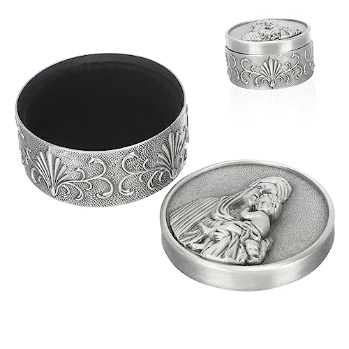 COLLBATH Kasten Unsere Liebe Frau Vom Rosenkranz Kleiner Halskettenbehälter Kleiner Schmuck-organizer Schmuckhalter Reiseschmuck-organizer Reise Schmuckschatulle Silver Zinklegierung von COLLBATH