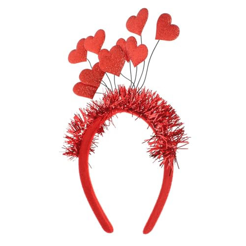 COLLBATH Kopfschmuck Aus Rosenblüten Herz-glitzer-stirnband Karneval Kopf Dekor Party-haarschmuck Valentinstag Haarschmuck Valentinstag Zubehör Glitzer-herz-stirnband Haarband Filzstoff Rot von COLLBATH