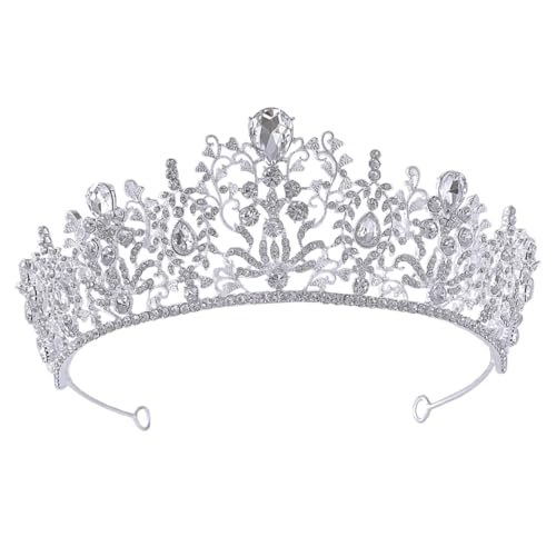 COLLBATH Krone Haarschmuck Tiara Für Braut Stirnbänder Brautkrone Brauthaar Hochzeitskopfschmuck Für Die Braut Braut-tiara Strass-krone Braut Stirnband Tiara Für Frauen Silver Zinklegierung von COLLBATH