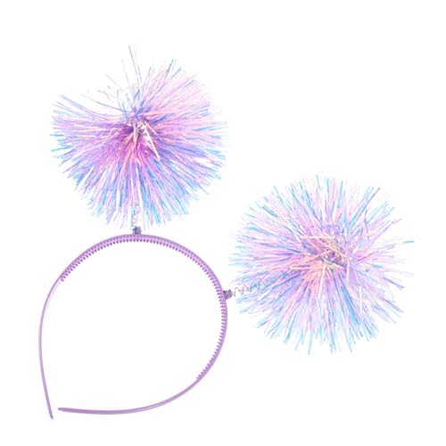 COLLBATH Party-stirnband Pom Pom Kopf Bopper Lametta Pom Pom Stirnband Glitzer-kostüm-kopfbedeckung Discokugel-stirnband Disco-haarschmuck Pinkes Bommel-stirnband Haarband Violett Plastik von COLLBATH