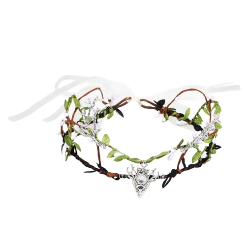 COLLBATH Rattan Girlande Halloween Kranz Kopfschmuck Blumen Stirnband Haarschmuck Für Frauen Halloween Stirnbänder Halloween Partygeschenk Elfen Kopfschmuck Elfen Stirnband Für von COLLBATH