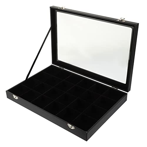 COLLBATH Schmuckaufbewahrungsbox Mit Klarglasdeckel Große Schmuckbox Für Ringe Und Halsketten Organizer Mit 24 Fächern Elegante Schwarze Schmuckschatulle Für Sicheren Stauraum Und von COLLBATH