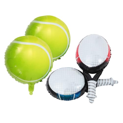 COLLBATH Set Mit Tennisballon Und Schlägern Dekoration Für Tennis Geburtstagsfeiern Langlebige Folienballons Hellgrüne Tennisbälle Blaue Schläger Rote Schläger von COLLBATH