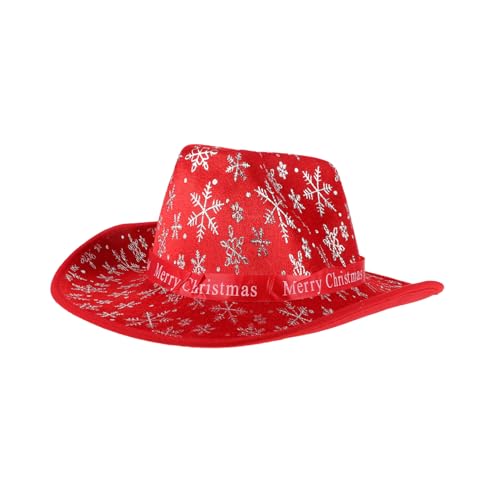 COLLBATH Weihnachts mütze weihnachtsmütze weihnachtsverkleidung Weihnachtsfesthut Western-Cowboy-Hut roter Cowboyhut für Damen Weihnachts-Cowboy-Hut Weihnachtsfeier-Kostüm-Requisite Stoff von COLLBATH