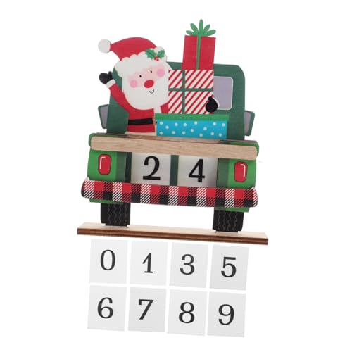 COLLBATH Weihnachtsdekoration Wichtel-adventskalender 2024 Roter Lkw-weihnachtsdekor Weihnachtszimmerdekoration Weihnachts-truck-countdown Weihnachtliche Adventskalender Green Hölzern von COLLBATH