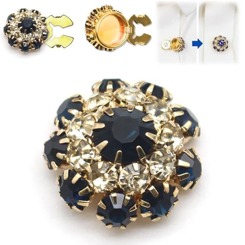 Rhinestone Button Covers, 5/10/20Pcs Crystal Buttons for Clothing, Detachable Shirt Button Clips Buttons Jewelry, Button Snaps with Pliers Press for Dress Suit Tux Shirt Accessories (A-14,10Pc) von COLOEMO