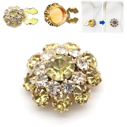 Rhinestone Button Covers, 5/10/20Pcs Crystal Buttons for Clothing, Detachable Shirt Button Clips Buttons Jewelry, Button Snaps with Pliers Press for Dress Suit Tux Shirt Accessories (A-32,10Pc) von COLOEMO