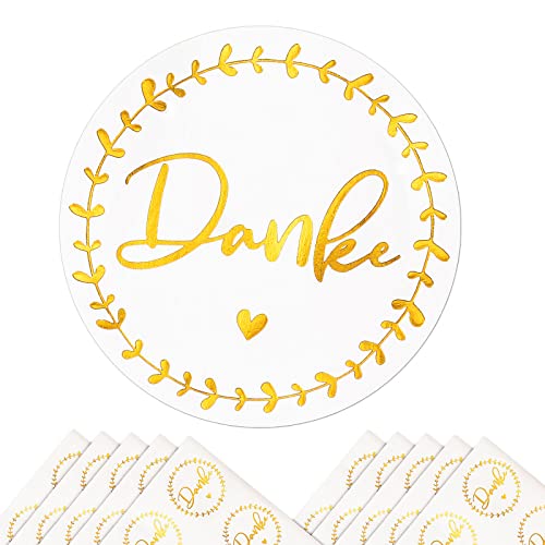 COLOFALLA 120 Stück 4cm Danke Aufkleber Goldfolie Sticker Rund Hochzeit Weihnachten Dankeschön Etiketten Selbstklebend Thank You Klebeetiketten Geschenkaufkleber Deko Geschenke von COLOFALLA