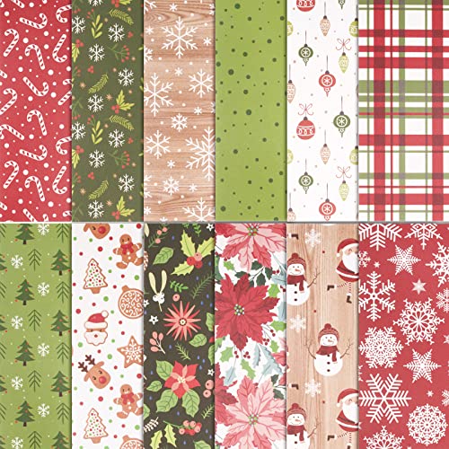 24 Blatt 15x15cm Weihnachten Scrapbooking Papier Dekopapier Motivpapier Bastelpapier 12 Mustern zum DIY Basteln Scrapbook Zubehör für Album Handwerk Karte (A) von COLOFALLA