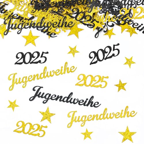 COLOFALLA 100 Stücke Jugendweihe Konfetti Gold Schwarz Jugendweihe Streudeko Jugendweihe Deko für Mädchen Jungen von COLOFALLA