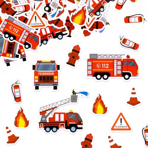 COLOFALLA 100pcs Konfetti Feuerwehr Tischdekoration Kindergeburtstag Feuerwehr Deko Feuerwehrauto Konfetti Party Feuerwehr Geburtstag Deko (Feuerwehr) von COLOFALLA