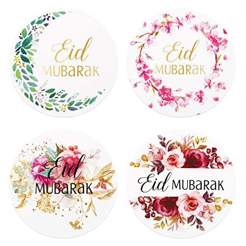 COLOFALLA 120 Stück 4cm Eid Mubarak Aufkleber Geschenkaufkleber Ramadan Kareem Sticker Islamische Muslim Party Deko Basteln für Geschenke Verpackung (Blumen) von COLOFALLA