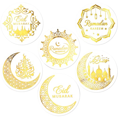 COLOFALLA 120 Stücke 4cm Ramadan Sticker Ramadan Aufkleber Weiß Eid Mubarak Sticker Geschenkaufkleber Ramadan Kareem Sticker Eid Mubarak Aufkleber Basteln für Geschenke Verpackung (G) von COLOFALLA