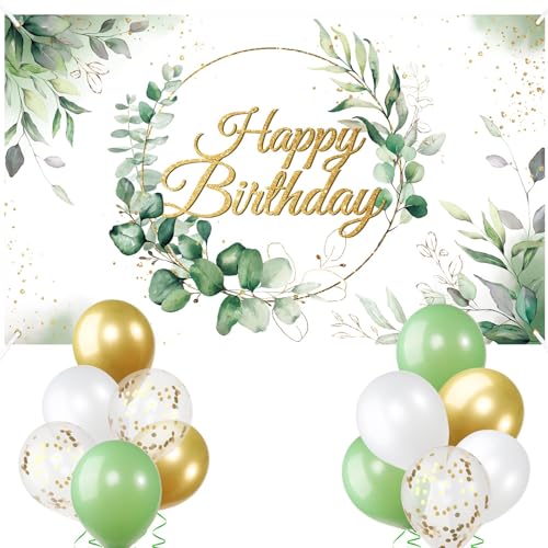 COLOFALLA 180x110 cm Geburtstag Banner Happy Birthday Banner Geburtstag Hintergrund mit 12 Ballons Geburtstagsdeko Wand für Kinder Frau Mann Geburtstagsparty von COLOFALLA