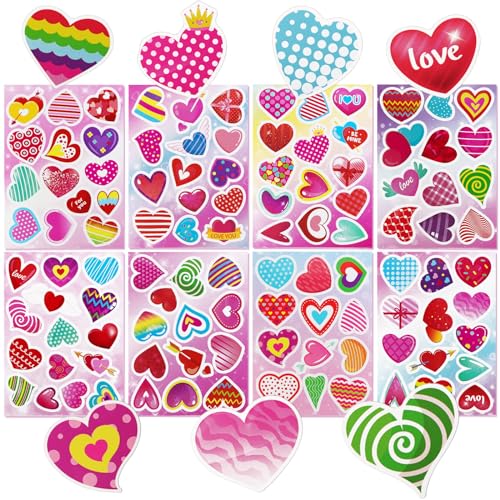 COLOFALLA 214pcs Herz Aufkleber für Karten Basteln Liebe Aufkleber Hochzeit Deko Heart Stickers Geschenkverpackung Scrapbooking Selbstklebend Aufkleber für Valentinstag von COLOFALLA