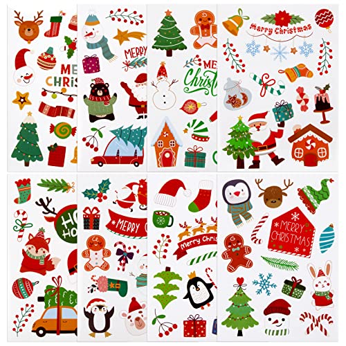 COLOFALLA 226 Stück Weihnachten Aufkleber Weihnachtssticker Selbstklebend Deko Sticker Geschenkaufkleber Weihnachtsdeko für Geschenke Umschlag Verpackung für Kinder Basteln von COLOFALLA