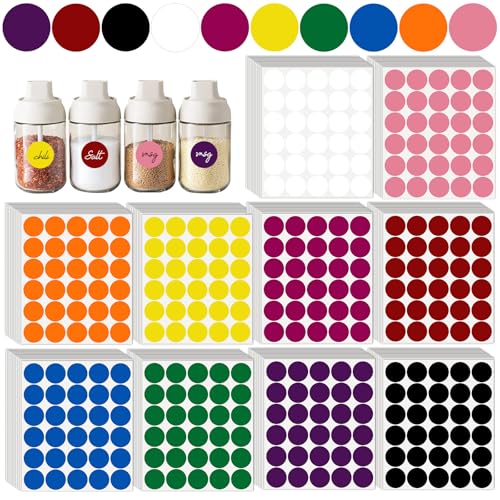 COLOFALLA 3000 Stücke 25mm Klebepunkte Selbstklebend 10 Farbe Klebepunkte Bunt Etiketten Rund 25mm Markierungspunkte Bunt für Notizbuch Flaschen von COLOFALLA