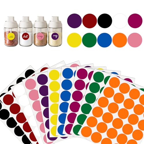 COLOFALLA 3000 Stücke 25mm Klebepunkte Selbstklebend 10 Farbe Klebepunkte Bunt Etiketten Rund 25mm Markierungspunkte Bunt für Notizbuch Flaschen von COLOFALLA