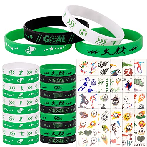 COLOFALLA 20 Stück Fußball Armbänder + 20 Blatt Tattoo Aufkleber Fußball Kindergeburtstag Deko Geschenke für Kinder Junge Mädchen Geburtstagsgeschenk Geburtstag Party Zubehör von COLOFALLA