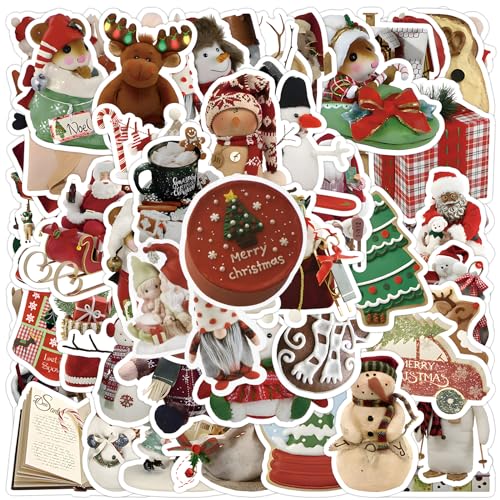 COLOFALLA 50 Stück Weihnachtsaufkleber Weihnachten Sticker Weihnachten Aufkleber Weihnachtssticker Christmas Stickers Weihnachten Geschenke Aufkleber für Geschenke Kinder Wasserdicht Wiederverwendbar von COLOFALLA