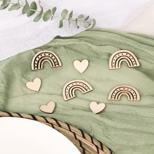 COLOFALLA 60 Stück Taufe Deko Babyparty Deko Streudeko Tischdeko Kommunion Taufe Konfetti aus Holz Regenbogen Boho Konfetti für Junge Mädchen von COLOFALLA